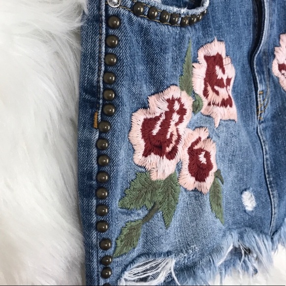 Free People Embroidered Denim Skirt - Picture 2 of 5